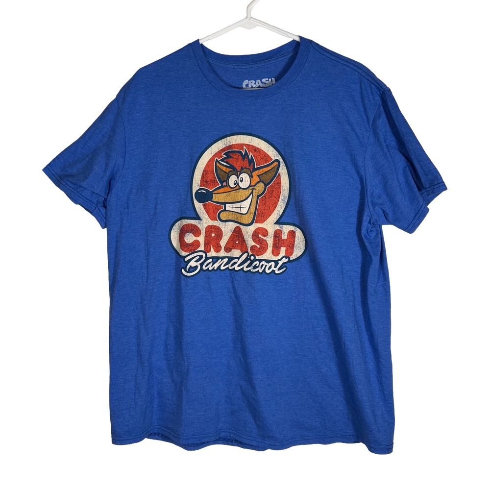 Crash Bandicoot Graphic Tee Mens XL Blue Heather Short Sleeve Video Game Shirt